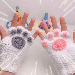 Diy Kawaii Half Finger Cat Claw Gloves