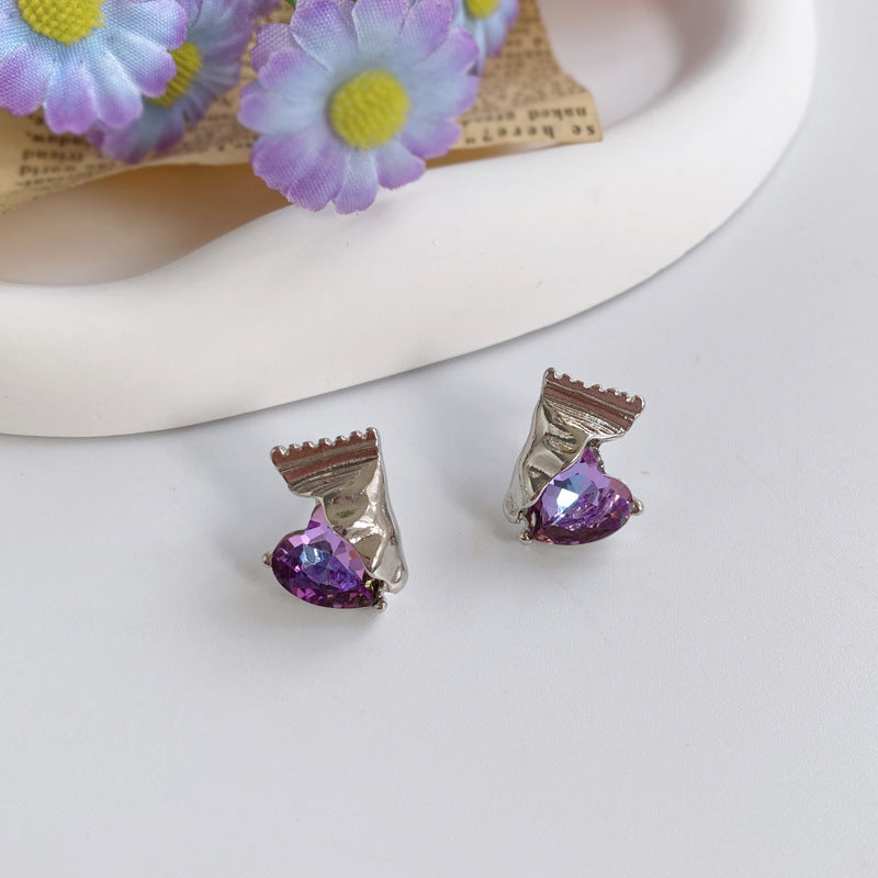 Colorful Candy Heart Stud Earrings