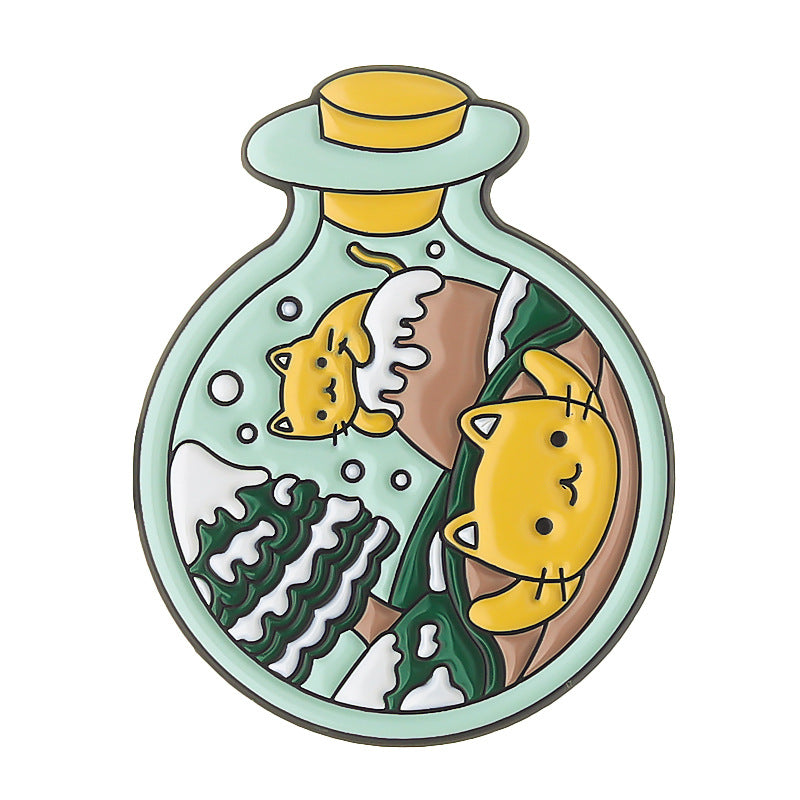 Cartoon Drift Bottle Cat Pins