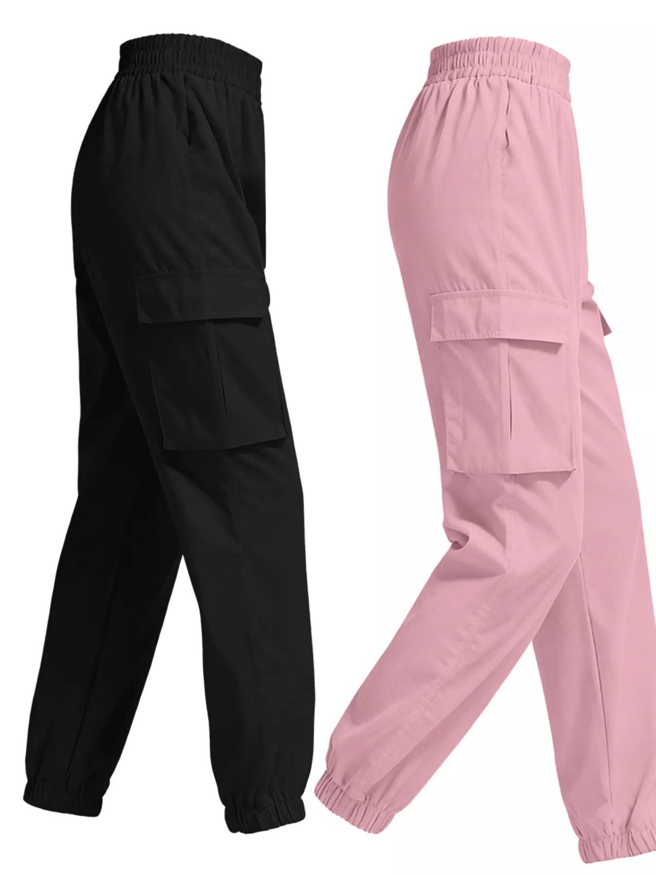2 Piece Elastic Waist Cargo Pants