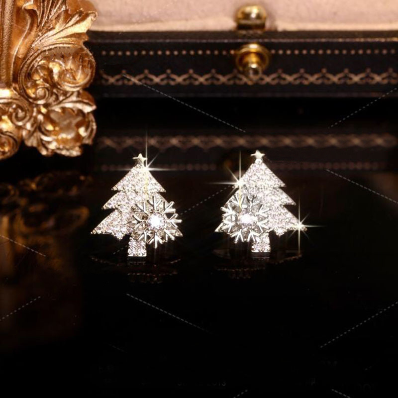 Spinning Snowflake Christmas Tree Earrings