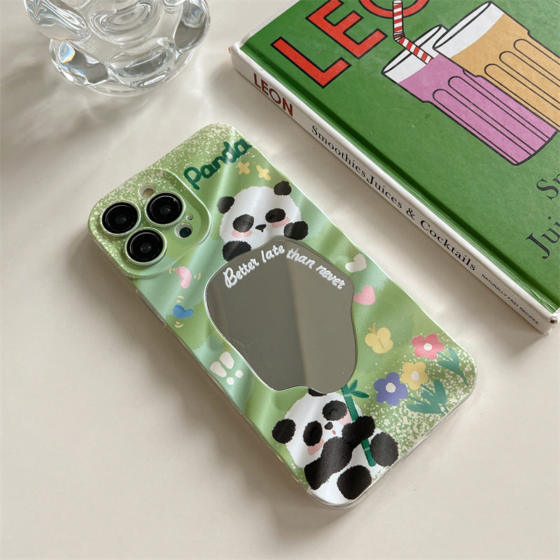 Mirror Green Panda Flowers Phone Case