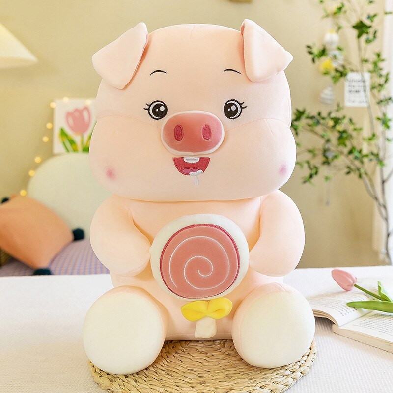 35-55cm lovely Plush Toy Cute Pink pig  Doll Cartoon Animal pig Cloth Doll   Lucky Cabbage lollipops Christmas Birthday Gift