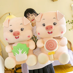 35-55cm lovely Plush Toy Cute Pink pig  Doll Cartoon Animal pig Cloth Doll   Lucky Cabbage lollipops Christmas Birthday Gift