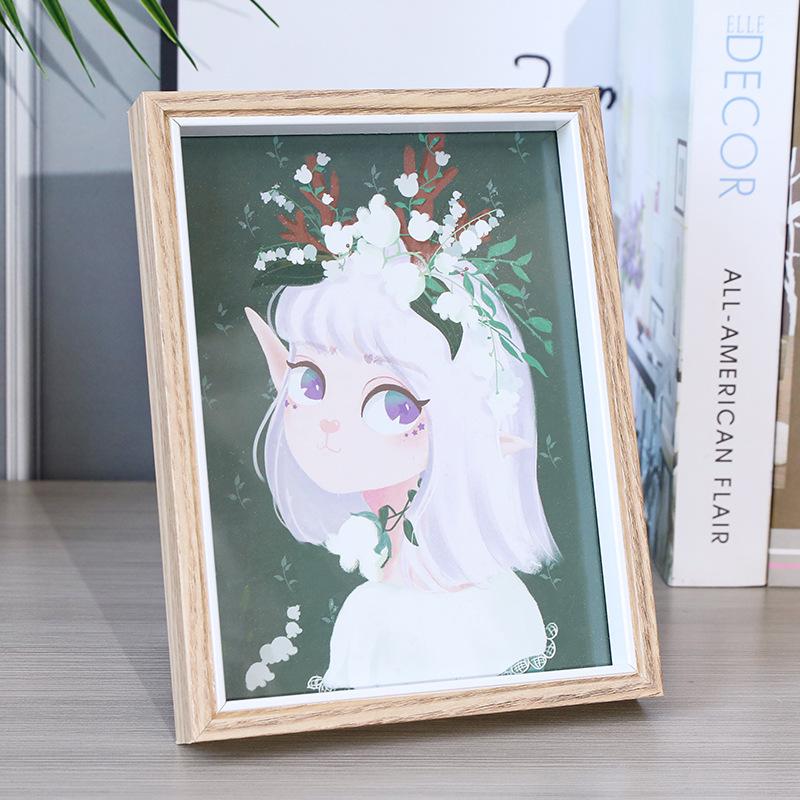 Deer And Girl Wood Frame Decoration