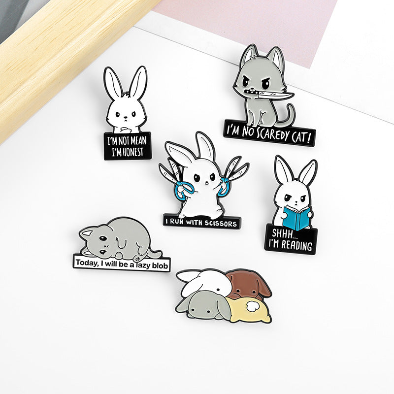 Cartoon Rabbit Hamster Letter Pins