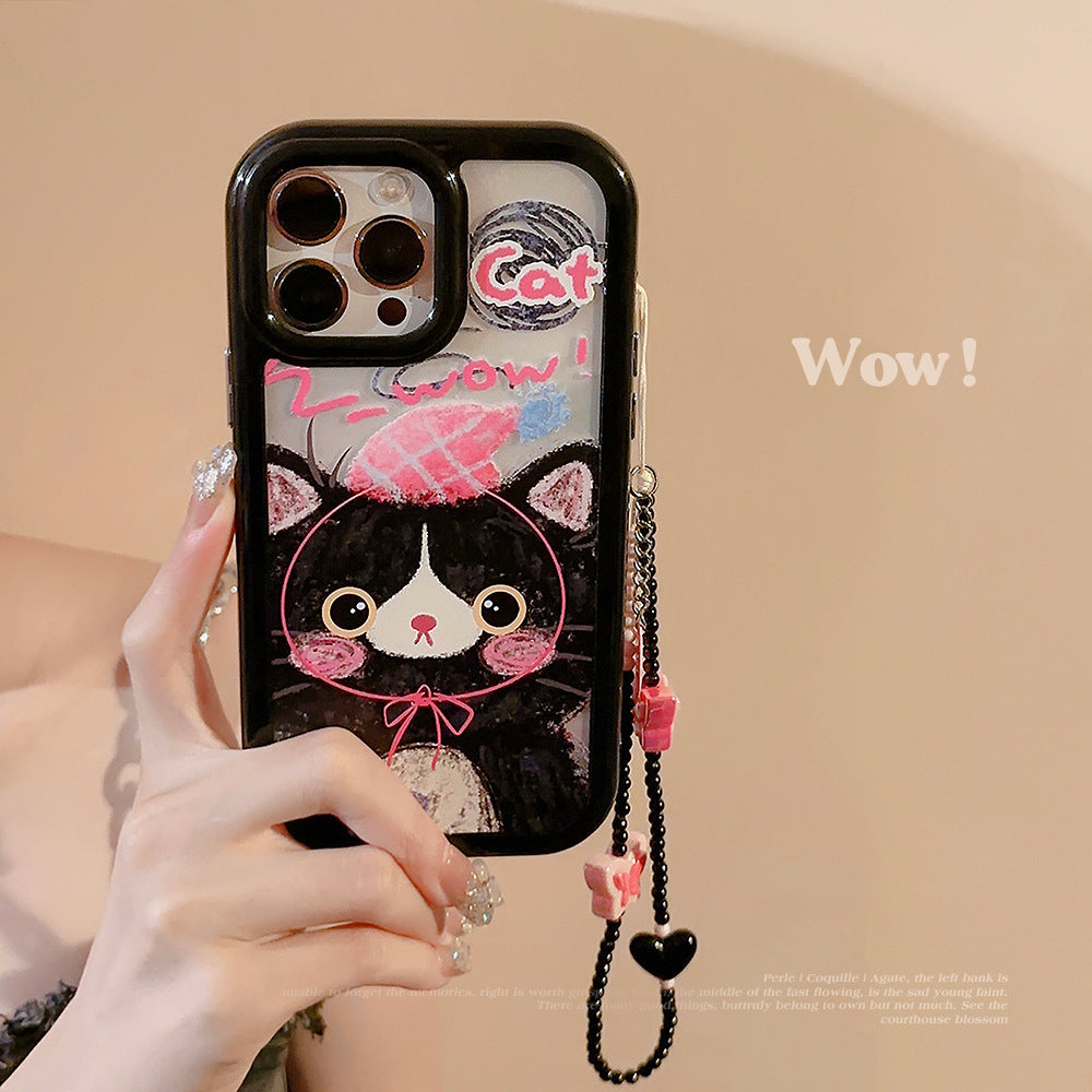 Black Pink Graffiti Cat Bracelet Phone Case