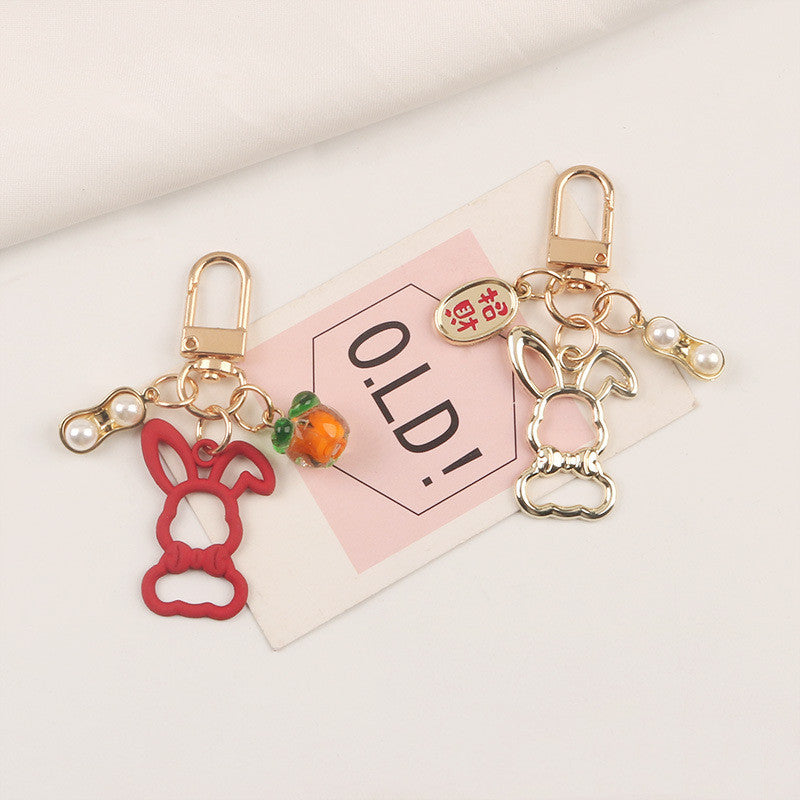 Cute Rabbit Pearl Keychain