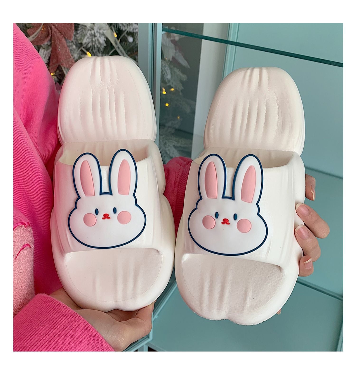 Summer Cute Front Bunny Stripe Slippers