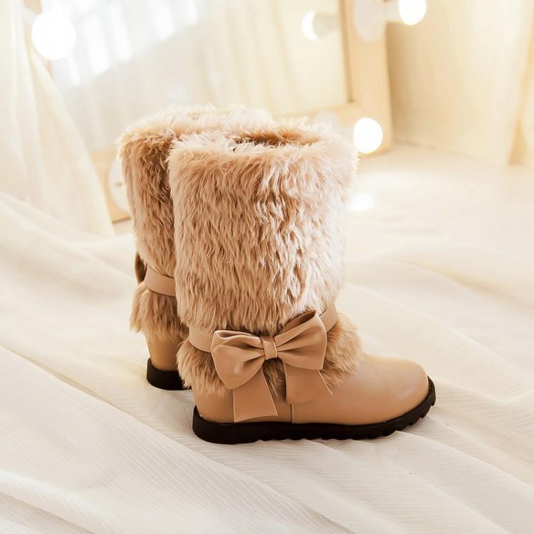 Fashion Bow Slope Intense Plush Warm Snow Boots Uggs