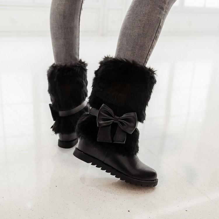 Fashion Bow Slope Intense Plush Warm Snow Boots Uggs