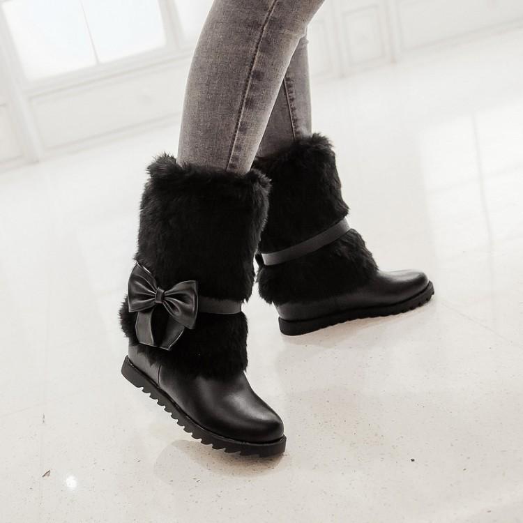 Fashion Bow Slope Intense Plush Warm Snow Boots Uggs