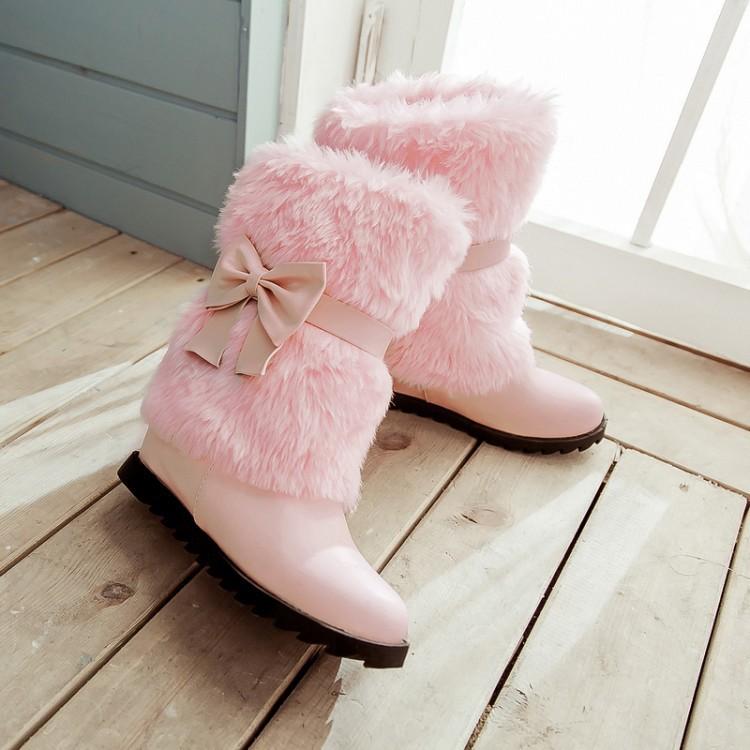 Fashion Bow Slope Intense Plush Warm Snow Boots Uggs