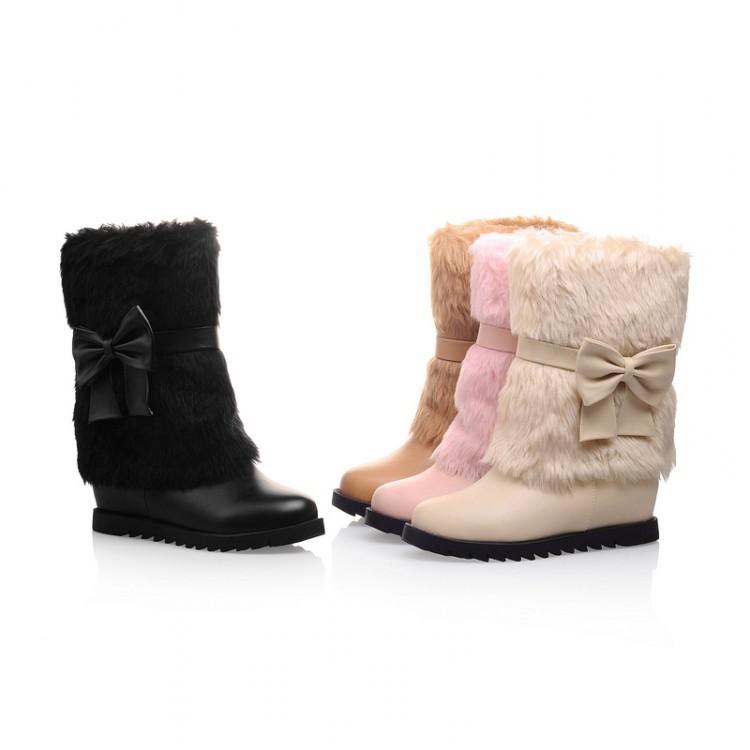 Fashion Bow Slope Intense Plush Warm Snow Boots Uggs