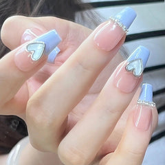 Milk Blue Love Wearable Nails Finished Manicure