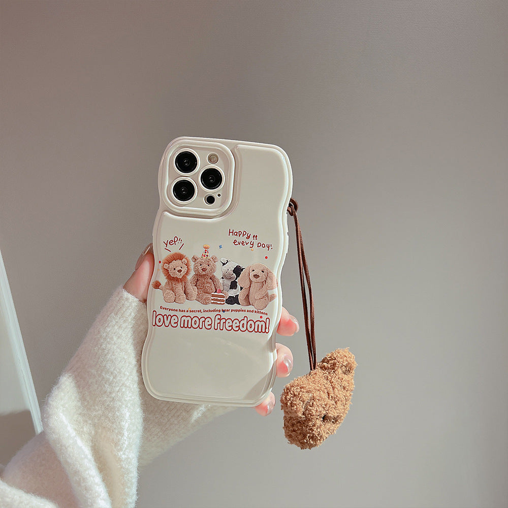 Cute Bear Plush Pendant Phone Case