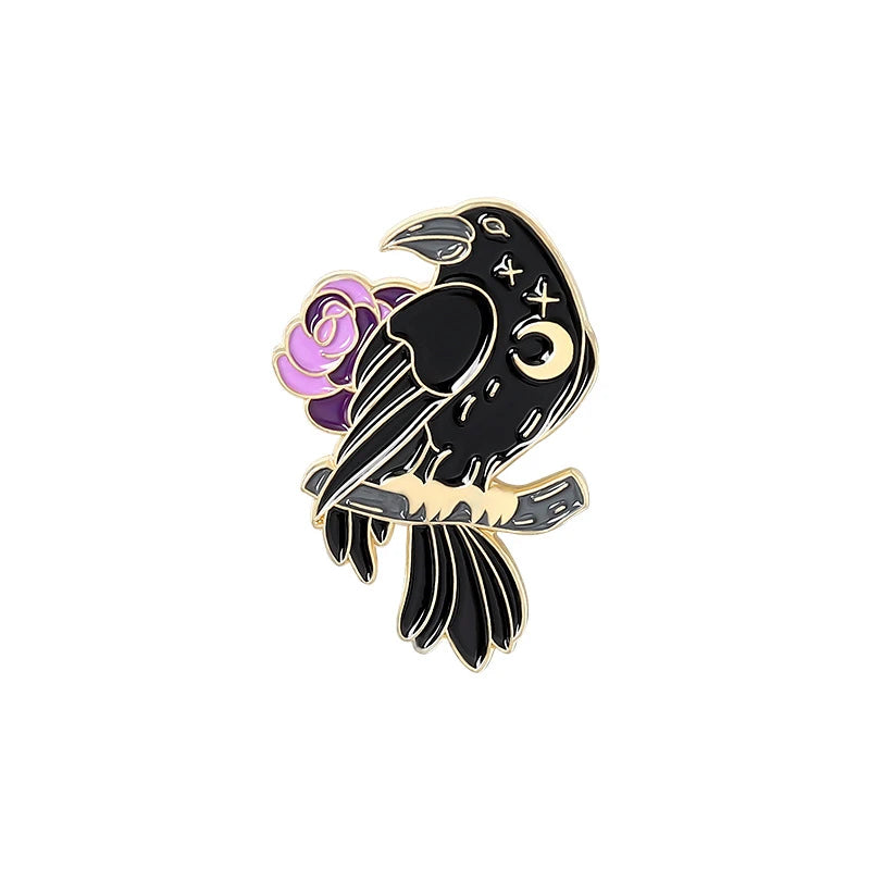 Chic Rose Crow Pins