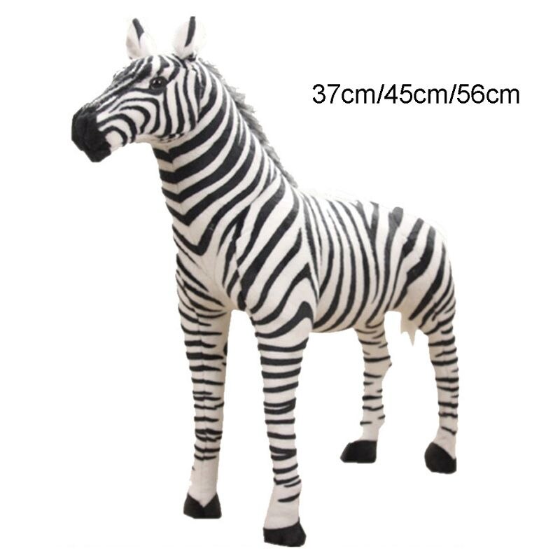 37/ 45/ 56/ 63cm Soft Stuffed Plush Animal Horse Pillow Realistic Zebra Toys for Birthday Gift Sofa Cushion for Adults Children