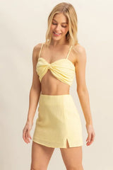 HYFVE Ruched Bra Top and Mini Skirt Set