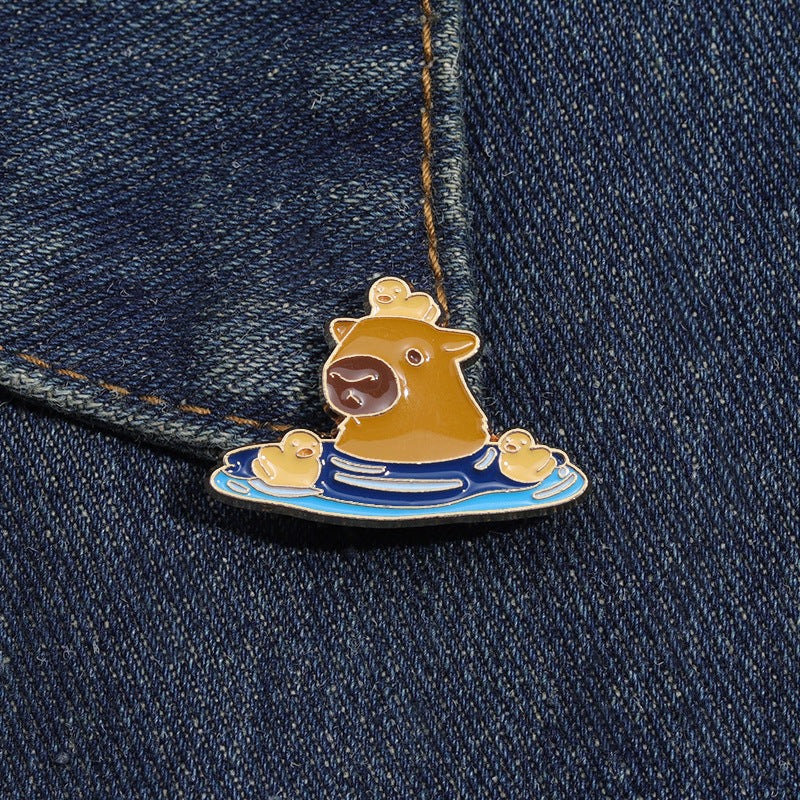 Cute Bathing Capybara-Shaped Pins