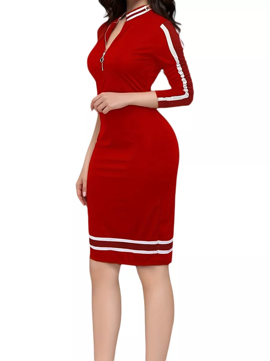 Striped Bodycon Long Sleeve Dress