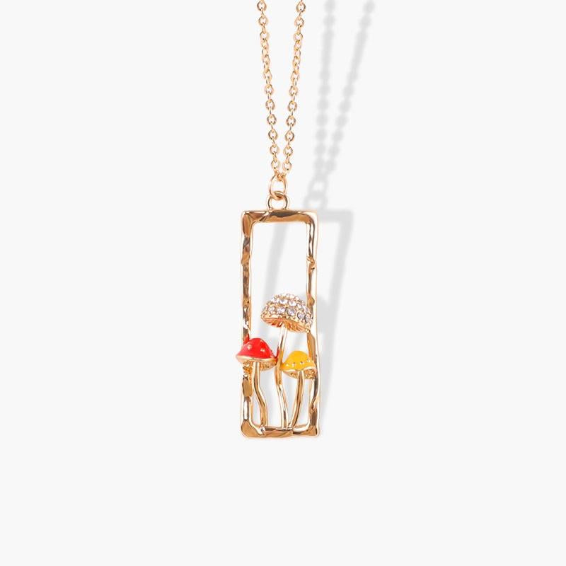 Kawaii Rectangular Mushroom Necklace