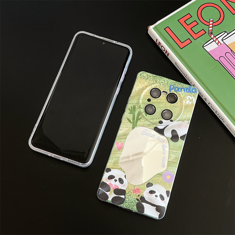 Mirror Green Panda Flowers Phone Case