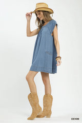 Stone Washed Denim Mini Dress
