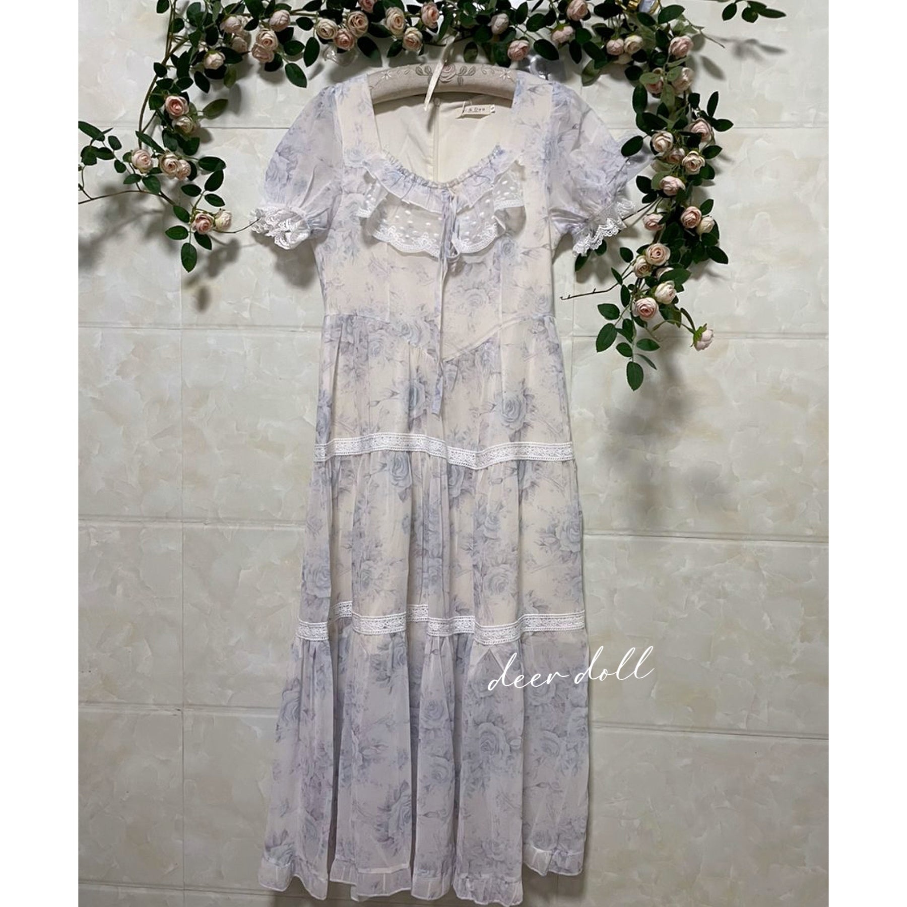 Lily-Blue Rose Cottagecore Princess Dress