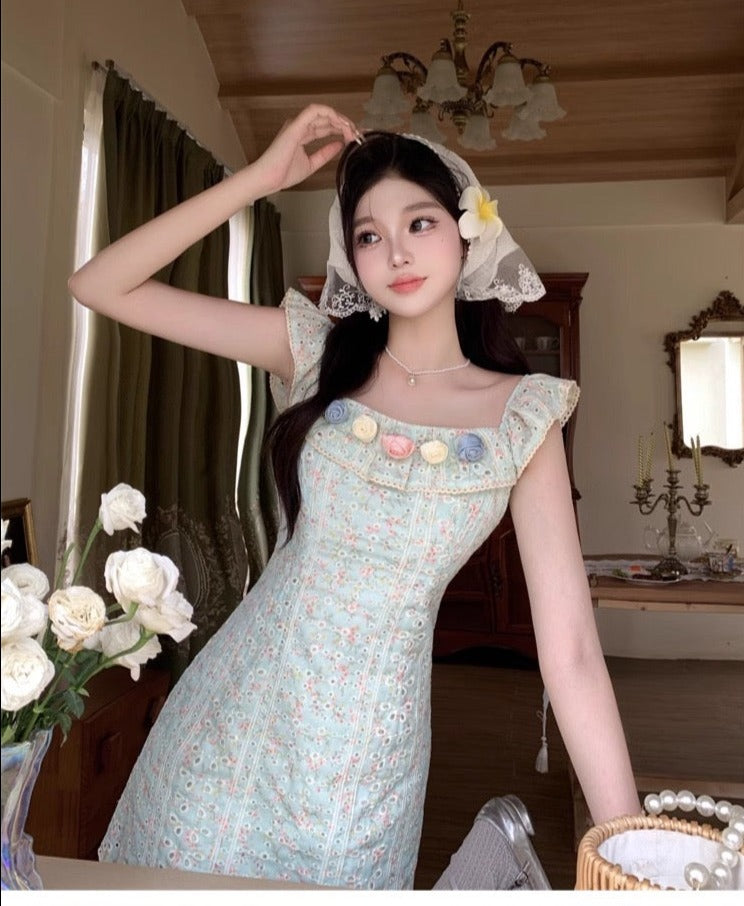 Lotus Rose Garden Fitted Cottagecore Dress