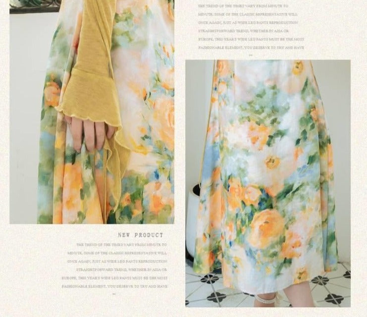 Summer Garden 2-Piece Floral Print Cottagecore Dress Set
