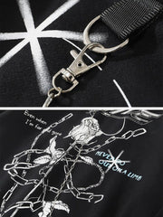 Dark Rose Chain Print Oversized Hoodie