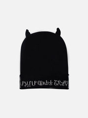 Dark Demon Head Print Wool Cap