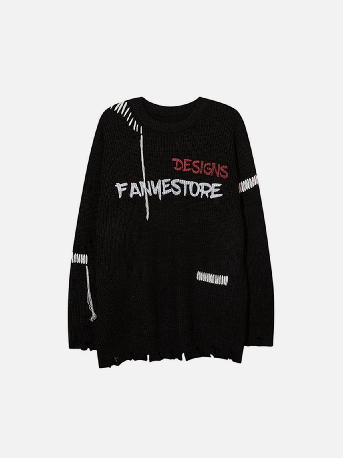 Cut Skeleton Love Letters Sweater
