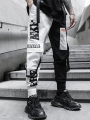 Contrast Stitching Ribbon Cargo Pants
