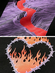 Fire Flame Love Chain Print Fleece Hoodie