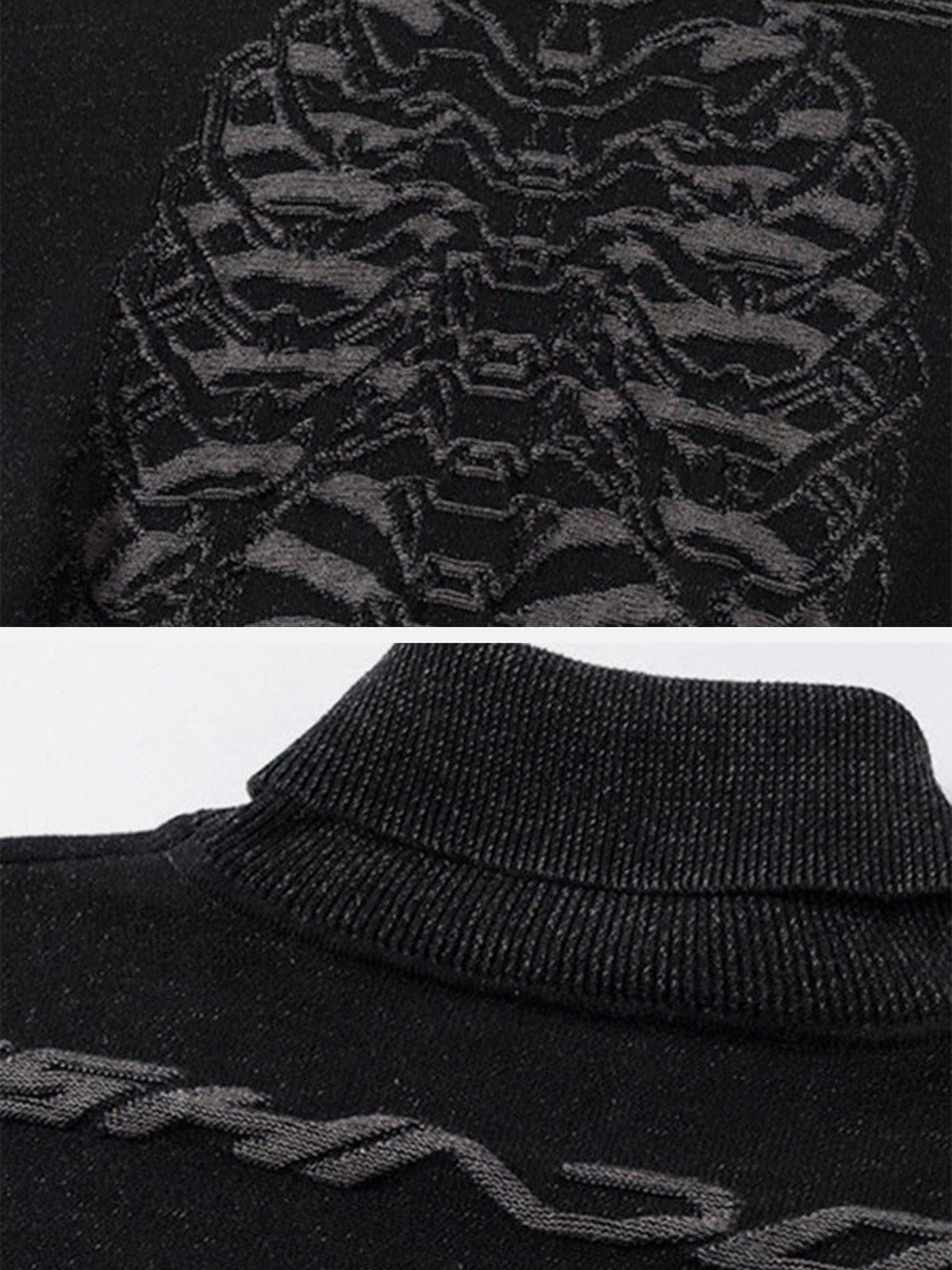 Dark Mechanical Skeleton Print Knitted Sweater