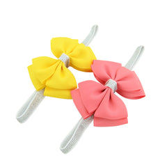 1 Pcs Baby Hair Bow Flower Headband Silver Ribbon Hair