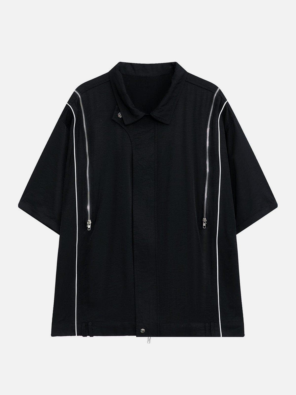 Multi Zip Up Short Sleeve Shirt