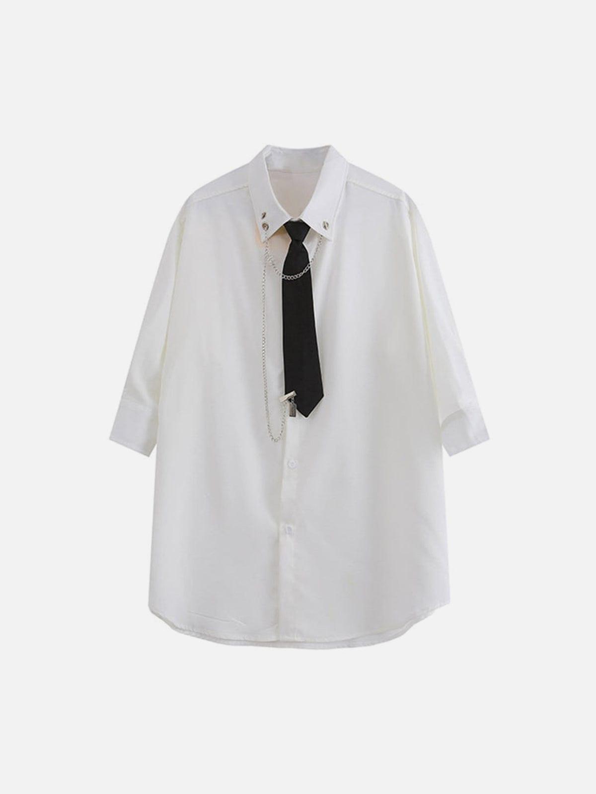 Gothic Tie Chain Clip Short Sleeve Shirt