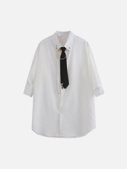 Gothic Tie Chain Clip Short Sleeve Shirt