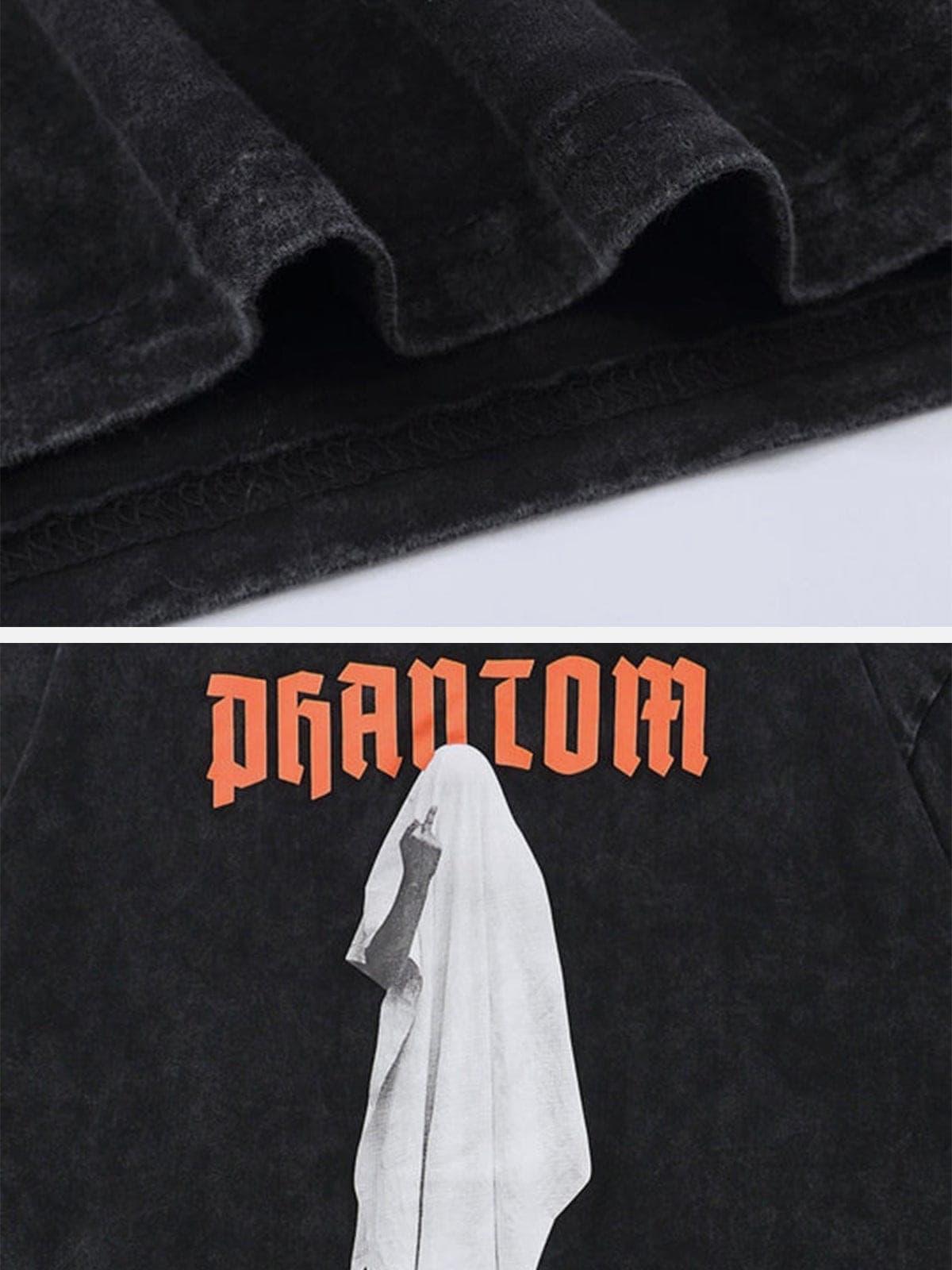 Middle Finger Ghost Print Washed Tee