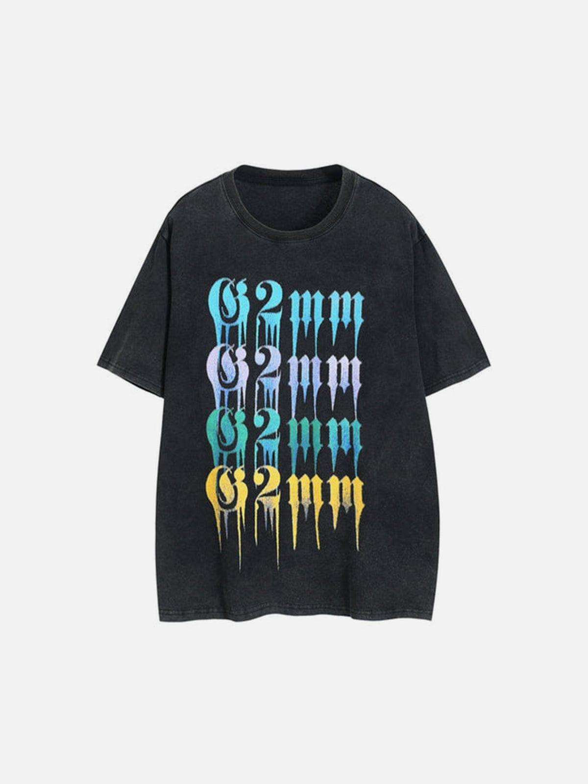 Nostalgic Colorful Letters Washed Cotton Graphic Tee