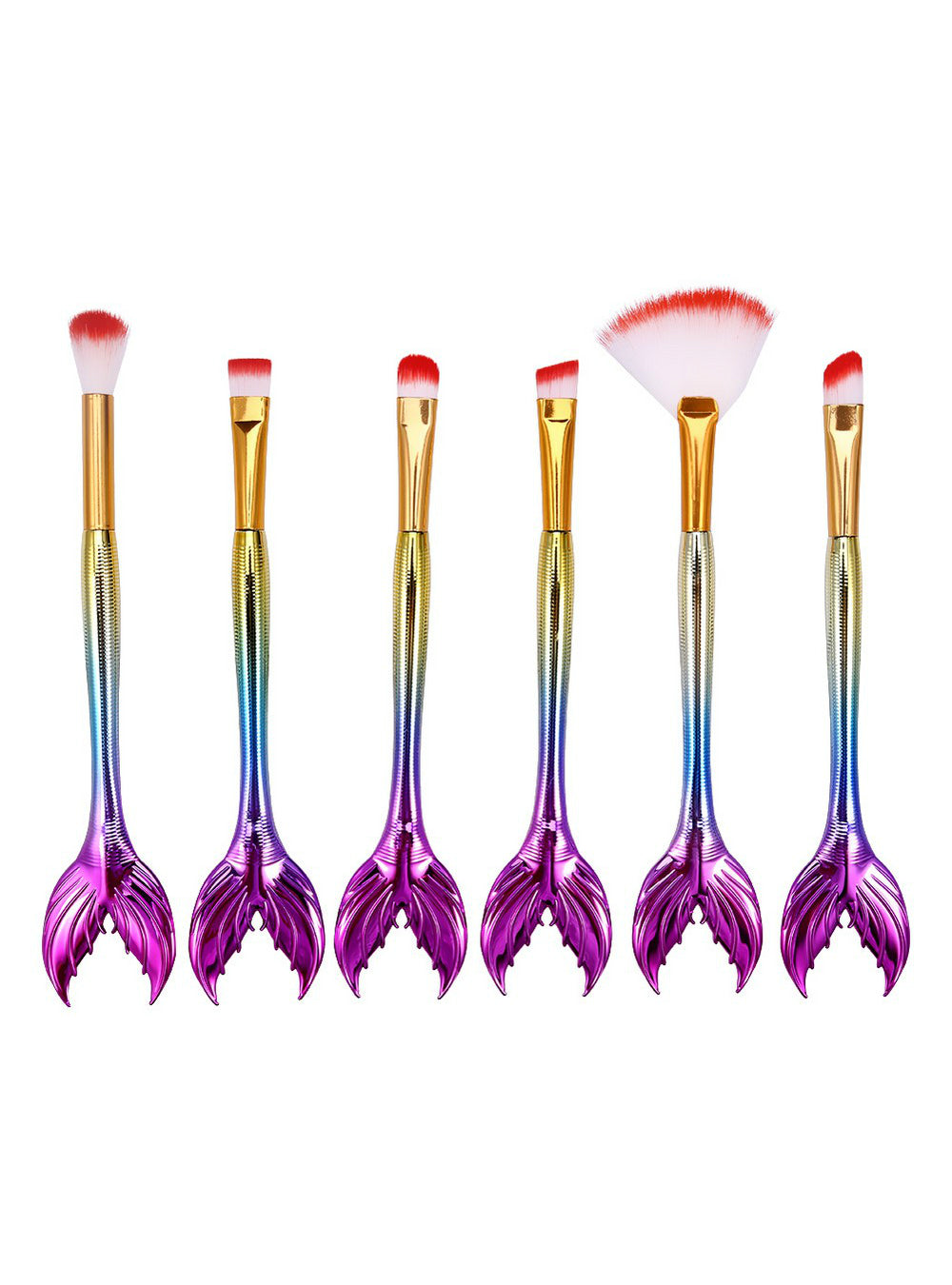 6Pcs Base Blending Makeup Brush Set Fishtail