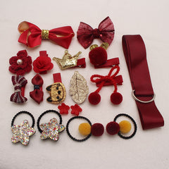 18-piece Set Cute Girl Hairpin Crown Bow Headdress