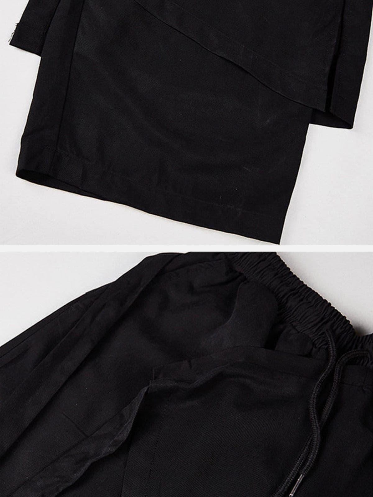 Dark Fake Two Bandage Cropped Culottes Pants