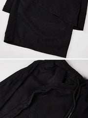 Dark Fake Two Bandage Cropped Culottes Pants