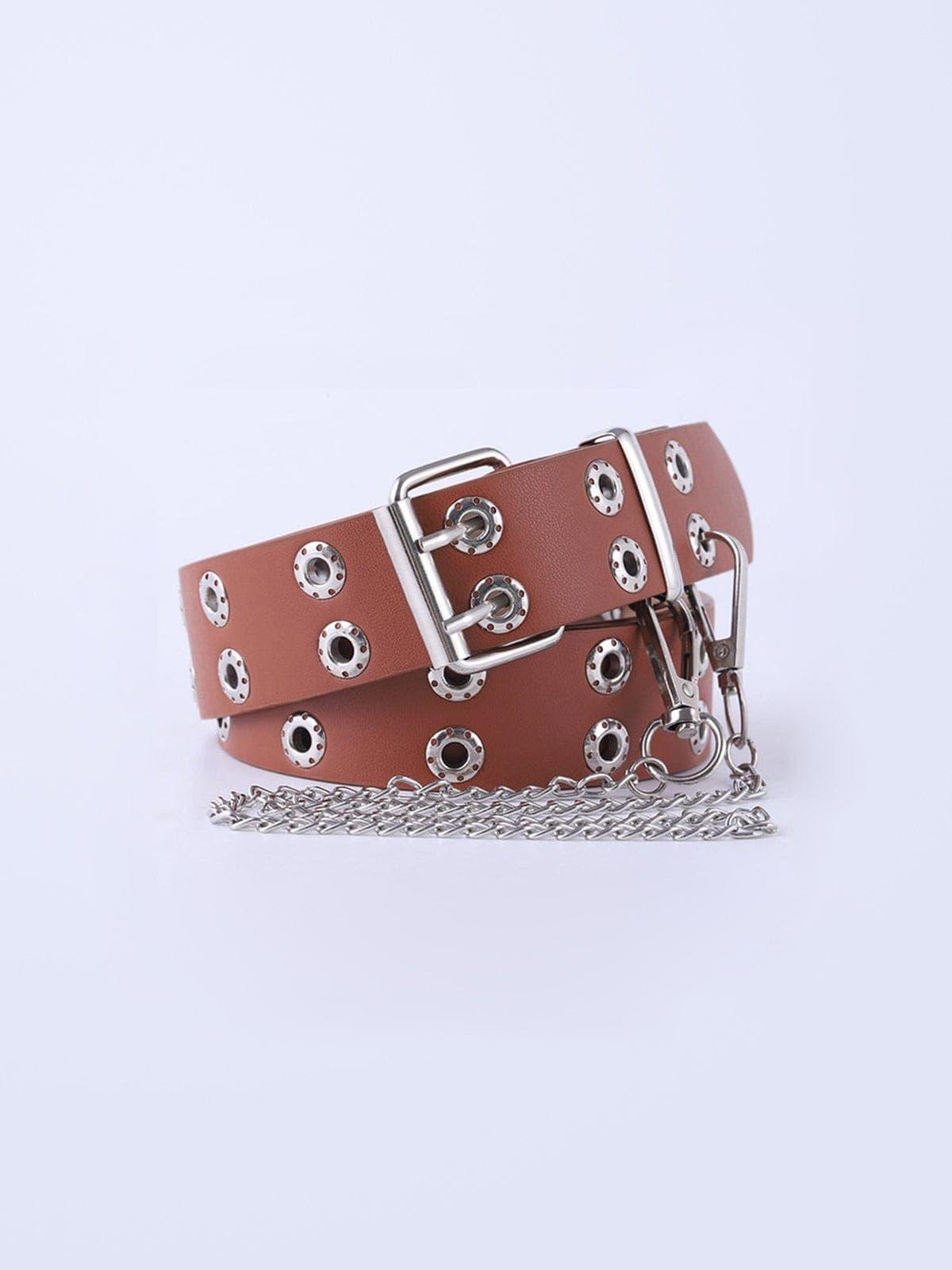 Punk Double-row Eye Buckle Hollow Chain Belt