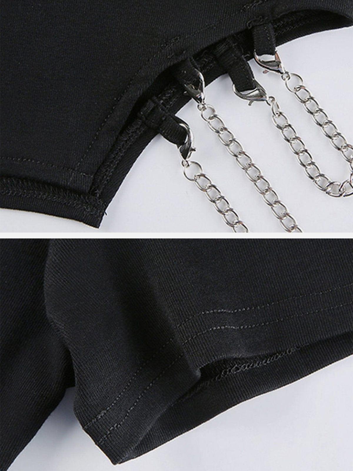 Solid Color Chain Decoration Tee