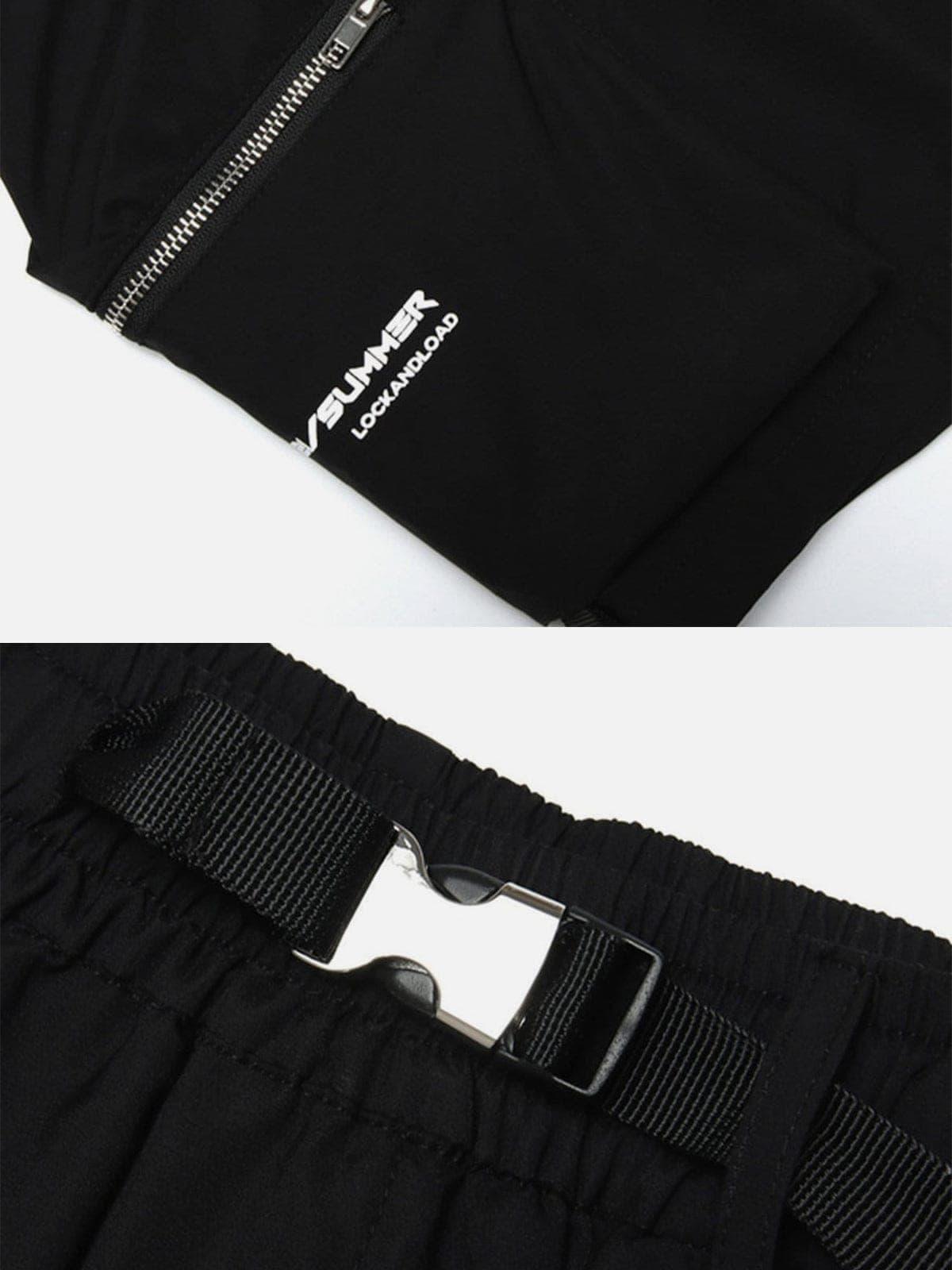 Function Belt Zipper Pockets Shorts